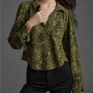 Pilcro green floral blouse with tags